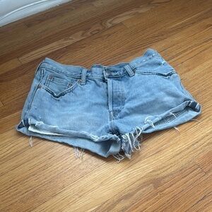 Levi's Blue Distressed Jean Shorts Relaxed Fit